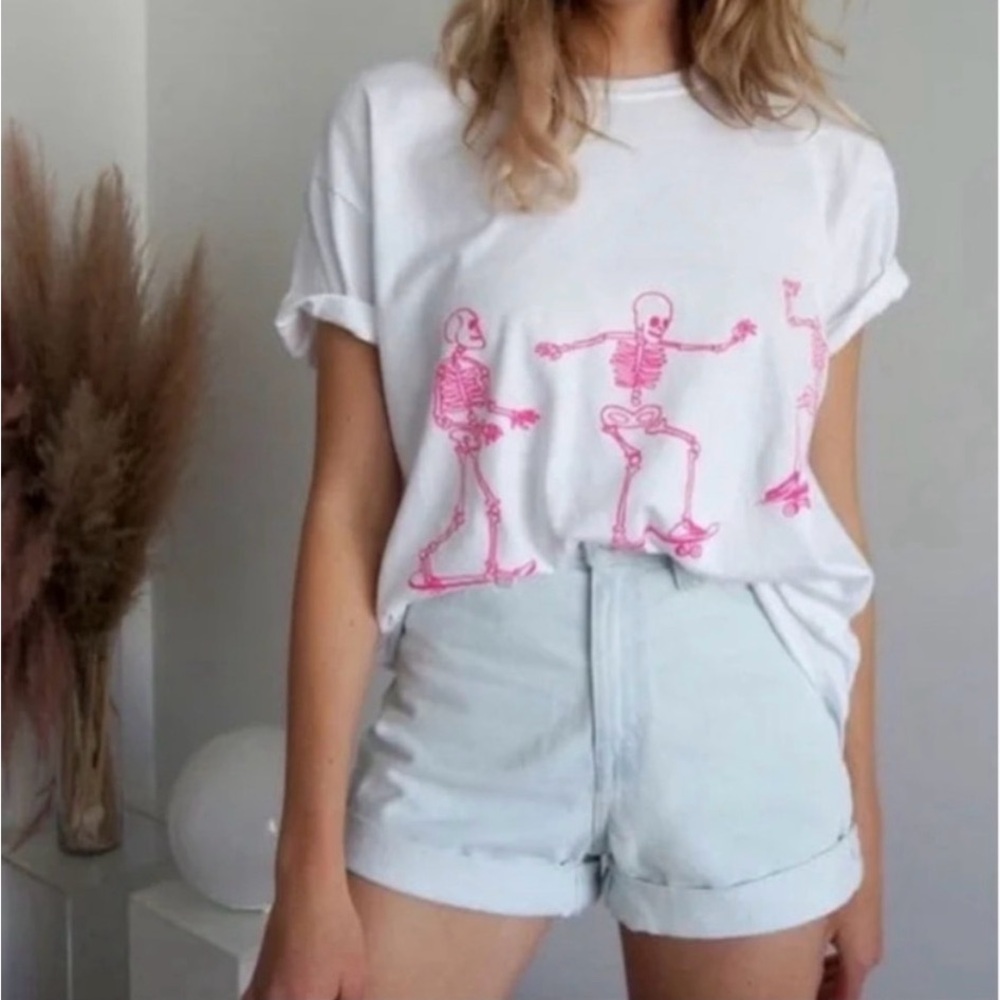 Project Social T Urban Outfitters Graphic Tee Skeleton Skateboard /One Size